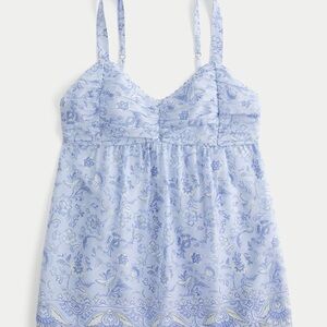 Hollister Light Blue Floral Tank Top